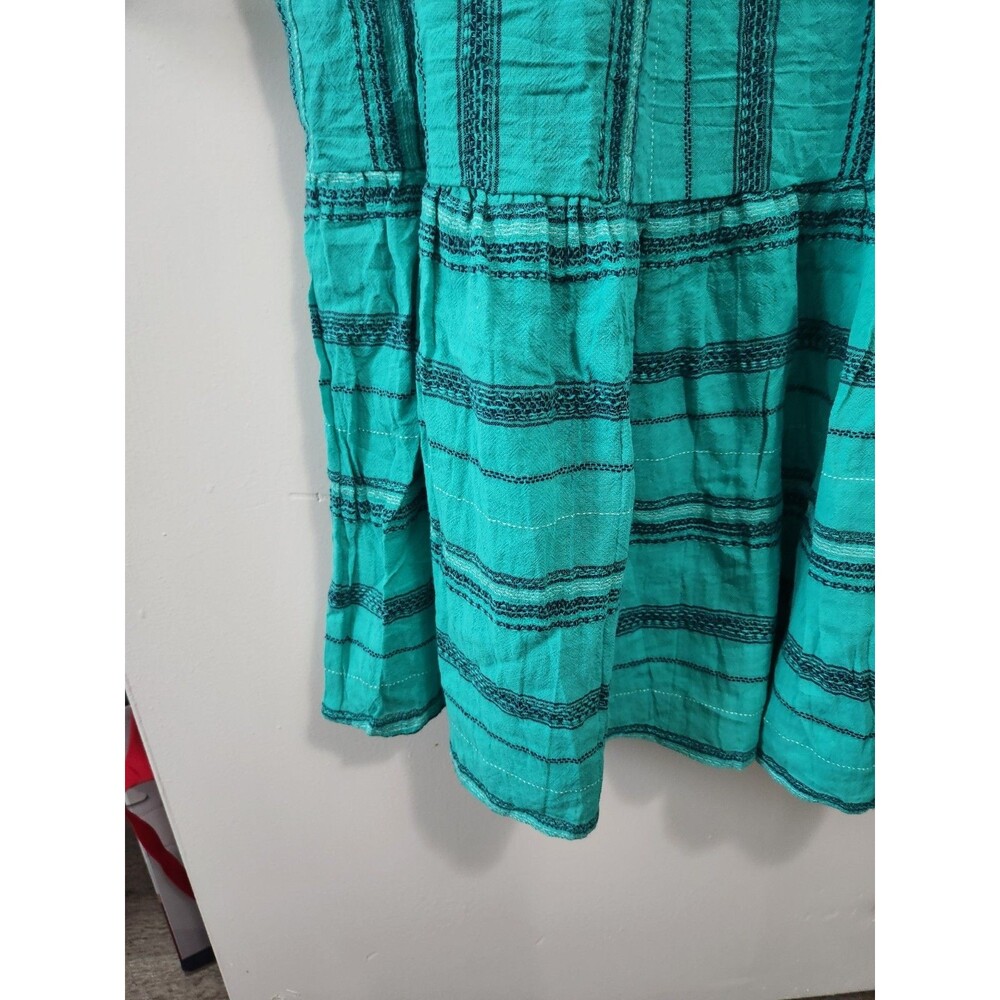 Time & Tru Womens Sz XXL 20 Tiered Green Striped Maxi Dress Tassel Lined Cotton - Picture 4 of 8